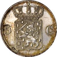 reverse of 5 Cents - Willem I (1818 - 1828) coin with KM# 52 from Netherlands. Inscription: 5C
