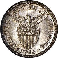 obverse of 10 Centavos - U.S. Administration (1907 - 1935) coin with KM# 169 from Philippines. Inscription: UNITED STATES OF AMERICA 1915