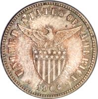 obverse of 10 Centavos - U.S. Administration (1903 - 1906) coin with KM# 165 from Philippines. Inscription: UNITED STATES OF AMERICA 1906