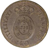 reverse of 40 Réis - Pedro IV (1826 - 1828) coin with KM# 373 from Portugal. Inscription: UTULITATI PUBLICAE * 40 *