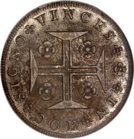 reverse of 480 Réis - Maria I (1786 - 1799) coin with KM# 288 from Portugal. Inscription: IN HOC SIGNO VINCES