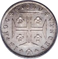 reverse of 240 Réis - Maria I (1793 - 1799) coin with KM# 307 from Portugal. Inscription: IN HOC SIGNO VINCES