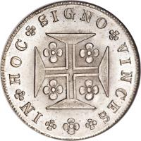 reverse of 400 Réis - Maria II (1833 - 1837) coin with KM# 403 from Portugal. Inscription: IN HOC SIGNO VINCES