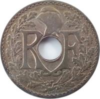 France coin 25 Centimes (1917 - 1937) obverse obverse of 25 Centimes (1917 - 1937) coin with KM# 867a from France. Inscription: RF EM LINDAUER