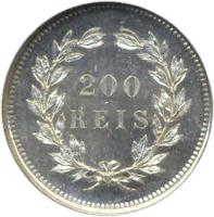 Portugal coin 200 Réis / 2 Tostões - Carlos I (1891 - 1893) reverse reverse of 200 Réis / 2 Tostões - Carlos I (1891 - 1893) coin with KM# 534 from Portugal. Inscription: 200 REIS
