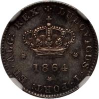 Portugal coin 50 Réis - Luiz I (1862 - 1864) obverse obverse of 50 Réis - Luiz I (1862 - 1864) coin with KM# 506.1 from Portugal. Inscription: LUDOVICUS · I · PORT: ET · ALG: REX 1864