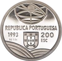 obverse of 200 Escudos - Espingarda (1993) coin with KM# 666c from Portugal. Inscription: 1993 200