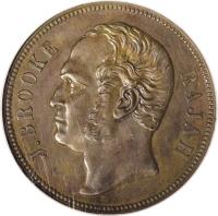 Sarawak coin 1 Cent - James Brooke (1863) obverse obverse of 1 Cent - James Brooke (1863) coin with KM# 3a from Sarawak. Inscription: J.BROOKE RAJAH