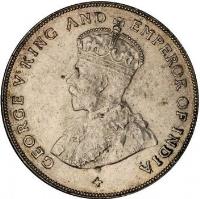 obverse of 1 Dollar - George V (1919 - 1926) coin with KM# 33 from Straits Settlements. Inscription: GEORGE V KING AND EMPEROR OF INDIA