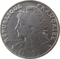 France coin 25 Centimes (1904 - 1908) obverse obverse of 25 Centimes (1904 - 1908) coin with KM# 856 from France. Inscription: RÉPUBLIQUE FRANÇAISE A.PATEY