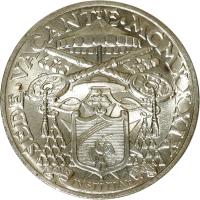 Vatican City coin 10 Lire - Sede Vacante - Sede Vacante (1939) obverse obverse of 10 Lire - Sede Vacante - Sede Vacante (1939) coin with KM# 21 from Vatican City. Inscription: SEDE · VACANTE · MCMXXXIX OPVS IVSTITIA PAX