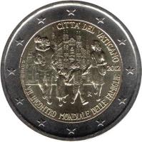 Vatican City coin 2 Euro - Benedict XVI - World Meeting of Families (2012) obverse obverse of 2 Euro - Benedict XVI - World Meeting of Families (2012) coin with KM# 435 from Vatican City. Inscription: CITTA' DEL VATICANO R 2012 G.TITOTTO VII INCONTRO MONDIALE DELLE FAMIGLIE