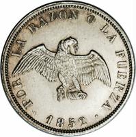 obverse of 20 Centavos (1852 - 1859) coin with KM# 125 from Chile.