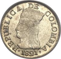 obverse of 2 Reales (1820 - 1823) coin with KM# C5 from Colombia.