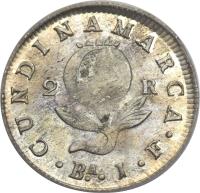 Colombia coin 2 Reales (1820 - 1823) reverse reverse of 2 Reales (1820 - 1823) coin with KM# C5 from Colombia.