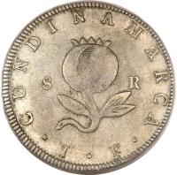 Colombia coin 8 Reales (1820 - 1821) reverse reverse of 8 Reales (1820 - 1821) coin with KM# C6 from Colombia. Inscription: CUNDINAMARCA J.F 8R