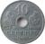 reverse of 10 Centimes (1943 - 1944) coin with KM# 903 from France. Inscription: 10 CENTIMES 1944