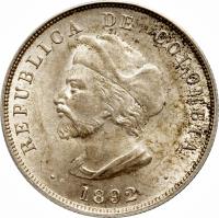 Colombia coin 50 Centavos - Columbus' Discovery of America (1892) obverse obverse of 50 Centavos - Columbus' Discovery of America (1892) coin with KM# 187 from Colombia. Inscription: REPUBLICA DE COLOMBIA 1892