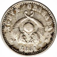 obverse of 1 Real (1851 - 1853) coin with KM# 112 from Colombia.