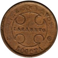 obverse of 10 Centavos - Leprosarium Coinage (1901) coin with KM# L3 from Colombia. Inscription: DIEZ CENTAVOS LAZARETO BOGOTA