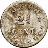 Colombia coin 2 1/2 Centavos (1872 - 1881) reverse reverse of 2 1/2 Centavos (1872 - 1881) coin with KM# 169 from Colombia. Inscription: BOGOTA 2½ CENT NUEVE ESTRELLAS