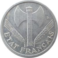 obverse of 1 Franc - Heavier (1942 - 1943) coin with KM# 902 from France. Inscription: ETAT FRANÇAIS