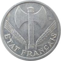 France coin 1 Franc - Heavier (1942 - 1943) obverse obverse of 1 Franc - Heavier (1942 - 1943) coin with KM# 902 from France. Inscription: ETAT FRANÇAIS