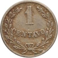 reverse of 1 Centavo - Leprosarium Coinage (1921) coin with KM# L9 from Colombia. Inscription: 1 CENTAVO RH