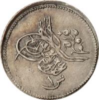 Egypt coin 1 Qirsh - Abdülaziz I (1861 - 1868) obverse obverse of 1 Qirsh - Abdülaziz I (1861 - 1868) coin with KM# 250 from Egypt. Inscription: ۱