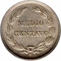 reverse of 1/2 Centavo (1909) coin with KM# 57 from Ecuador. Inscription: MEDIO CENTAVO