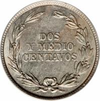 Ecuador coin 2 1/2 Centavos (1917) reverse reverse of 2 1/2 Centavos (1917) coin with KM# 61 from Ecuador. Inscription: DOS Y MEDIO CENTAVOS