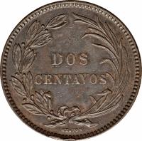 reverse of 2 Centavos (1872) coin with KM# 46 from Ecuador.