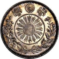 Japan coin 20 Sen - Meiji (1870 - 1871) obverse obverse of 20 Sen - Meiji (1870 - 1871) coin with Y# 3 from Japan.
