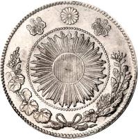 Japan coin 1 Yen - Meiji (1870) obverse obverse of 1 Yen - Meiji (1870) coin with Y# 5 from Japan.