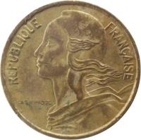 obverse of 5 Centimes (1966 - 2001) coin with KM# 933 from France. Inscription: REPUBLIQUE FRANÇAISE LAGRIFFOUL