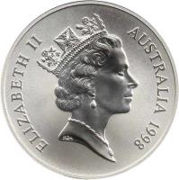 Australia coin 1 Dollar - Elizabeth II - Kangaroo - Kangaroo Silver Bullion; 3'rd portrait (1998) obverse obverse of 1 Dollar - Elizabeth II - Kangaroo - Kangaroo Silver Bullion; 3'rd portrait (1998) coin with KM# 365 from Australia. Inscription: ELIZABETH II AUSTRALIA 1998 RDM