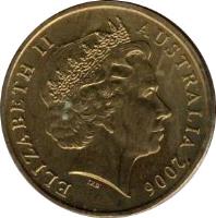 obverse of 1 Dollar - Elizabeth II - XVIII Commonwealth Games - 4'th Portrait (2006) coin with KM# 804 from Australia. Inscription: ELIZABETH II IRB AUSTRALIA 2006